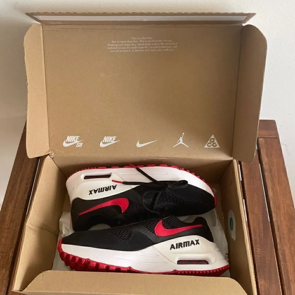 Nike Air Max System Black University Red Women Size 9 Men Size 7.5 (DM9537-005)